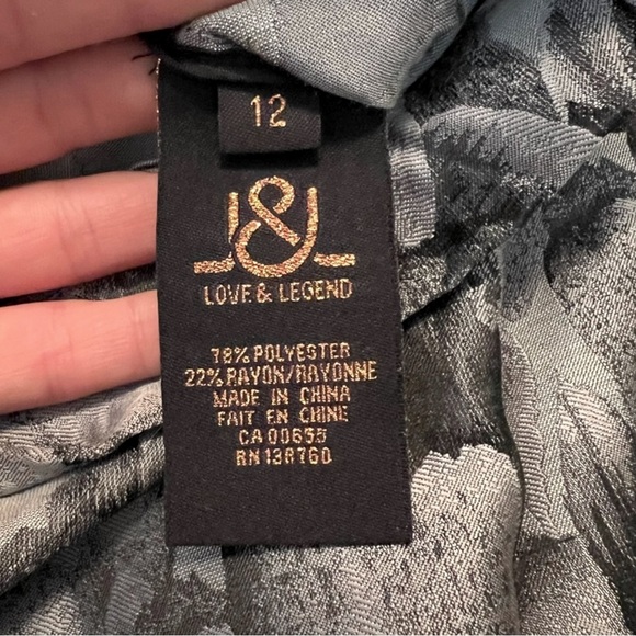 ADDITION ELLE - Love & Legend Grey & Black Rose Floral Printed Mid Length Skirt - Picture 12 of 14